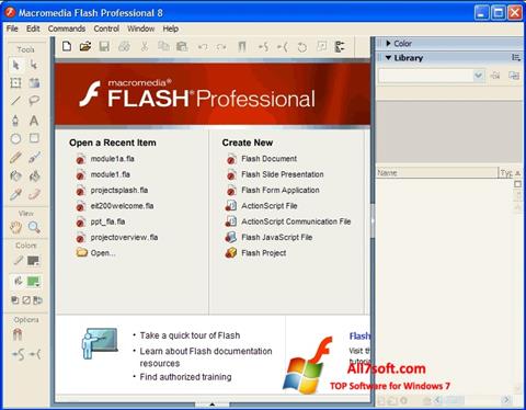 Zrzut ekranu Macromedia Flash Player na Windows 7
