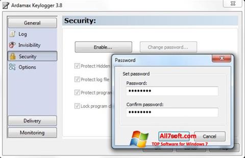 Zrzut ekranu Ardamax Keylogger na Windows 7