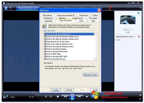 Zrzut ekranu Windows Media Player na Windows 7