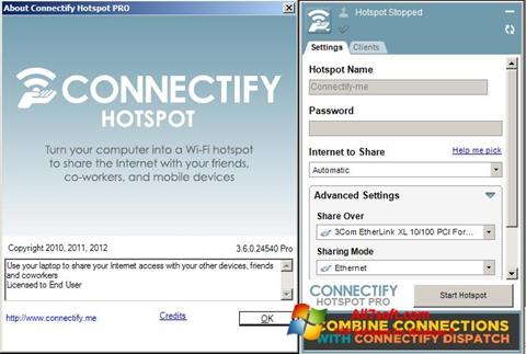 Zrzut ekranu Connectify na Windows 7