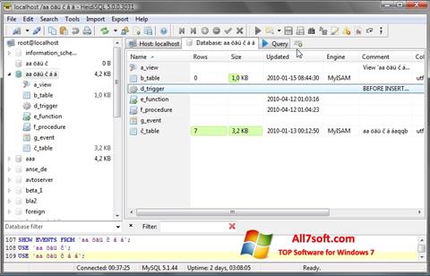 Zrzut ekranu HeidiSQL na Windows 7