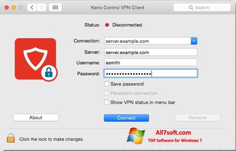 Zrzut ekranu Kerio VPN Client na Windows 7