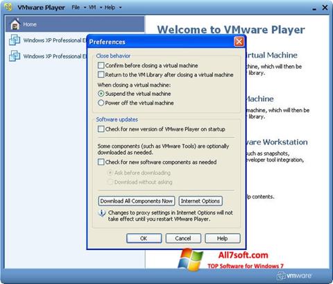 Zrzut ekranu VMware Player na Windows 7