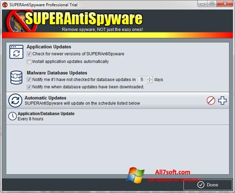 Zrzut ekranu SUPERAntiSpyware na Windows 7