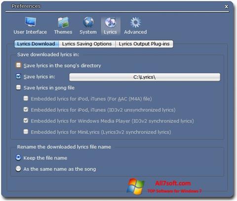 Zrzut ekranu Minilyrics na Windows 7