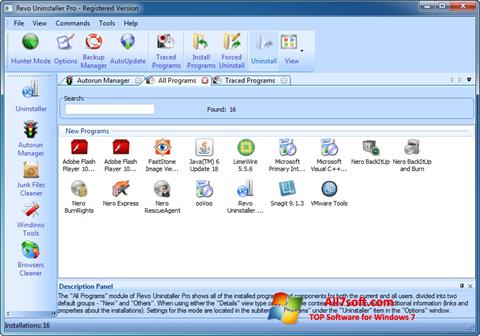 Zrzut ekranu Revo Uninstaller Pro na Windows 7