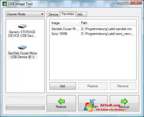 Zrzut ekranu USB Image Tool na Windows 7