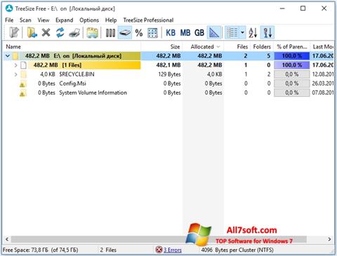 Zrzut ekranu TreeSize Free na Windows 7