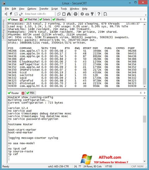 Zrzut ekranu SecureCRT na Windows 7