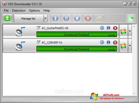 Zrzut ekranu VSO Downloader na Windows 7