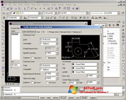Zrzut ekranu ZWCAD na Windows 7