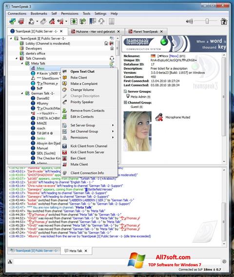 Zrzut ekranu TeamSpeak na Windows 7