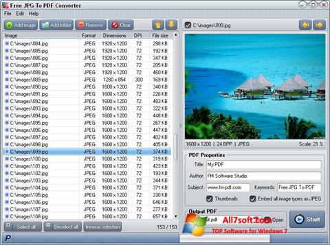 Zrzut ekranu Image To PDF Converter na Windows 7