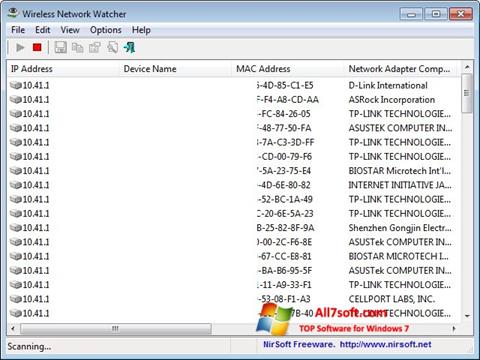 Zrzut ekranu Wireless Network Watcher na Windows 7
