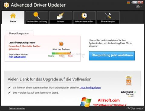 Zrzut ekranu Advanced Driver Updater na Windows 7