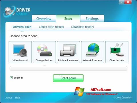 Zrzut ekranu Carambis Driver Updater na Windows 7