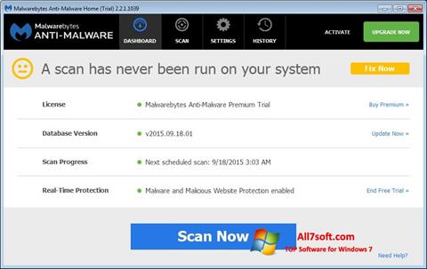 Zrzut ekranu Malwarebytes Anti-Malware na Windows 7