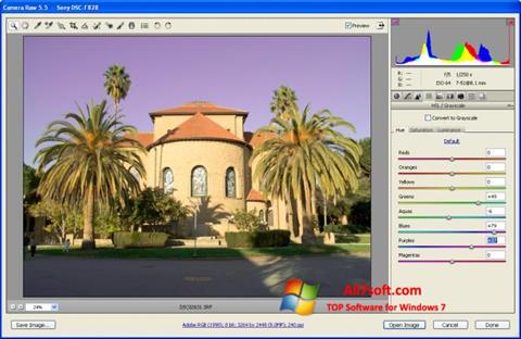 Zrzut ekranu Adobe Camera Raw na Windows 7