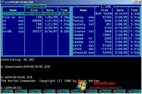 Zrzut ekranu Norton Commander na Windows 7