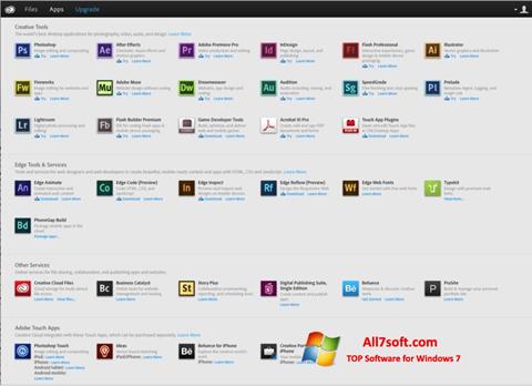 Zrzut ekranu Adobe Creative Cloud na Windows 7