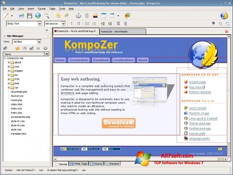 Zrzut ekranu KompoZer na Windows 7