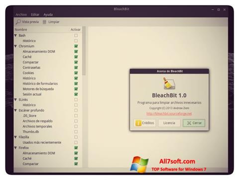 Zrzut ekranu BleachBit na Windows 7