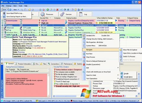 Zrzut ekranu AnVir Task Manager na Windows 7