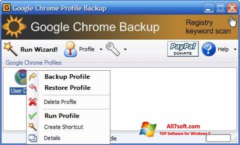 Zrzut ekranu Google Chrome Backup na Windows 7