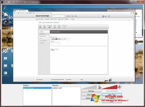 Zrzut ekranu Open Broadcaster Software na Windows 7