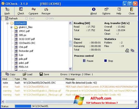 Zrzut ekranu CDCheck na Windows 7