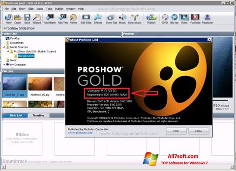 Zrzut ekranu ProShow Gold na Windows 7