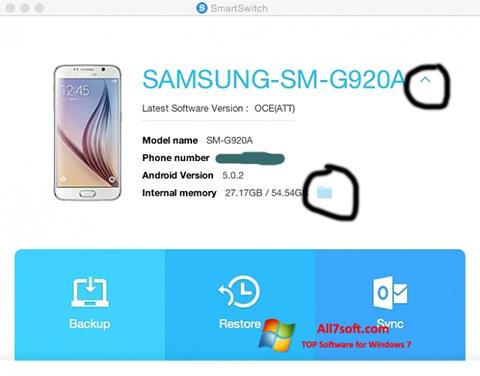 Zrzut ekranu Samsung Smart Switch na Windows 7