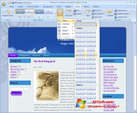 Zrzut ekranu Artisteer na Windows 7