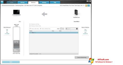 Zrzut ekranu WD SmartWare na Windows 7
