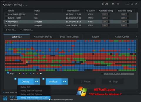 Zrzut ekranu Smart Defrag na Windows 7