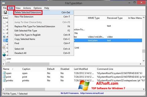Zrzut ekranu Unassociate File Types na Windows 7