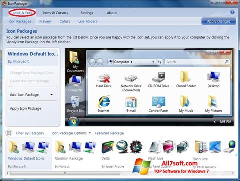 Zrzut ekranu IconPackager na Windows 7