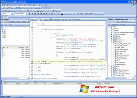 Zrzut ekranu phpDesigner na Windows 7