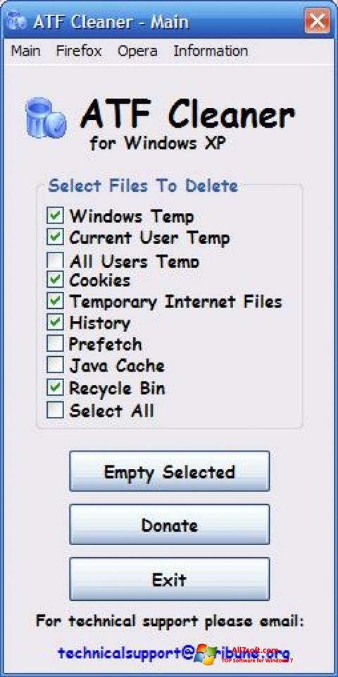 Zrzut ekranu ATF Cleaner na Windows 7