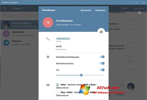 Zrzut ekranu Telegram na Windows 7