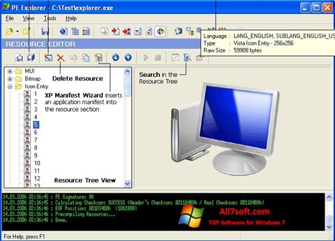 Zrzut ekranu PE Explorer na Windows 7