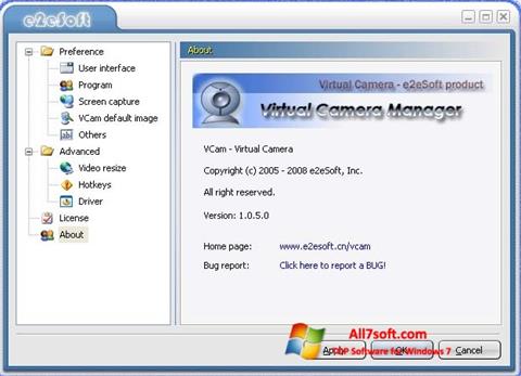 Zrzut ekranu VCam na Windows 7