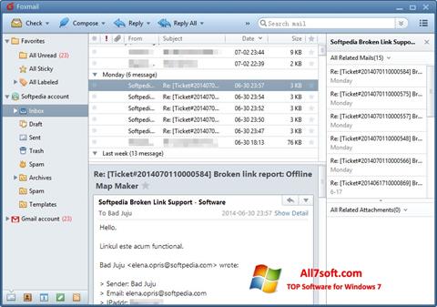 Zrzut ekranu FoxMail na Windows 7