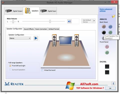 Zrzut ekranu Realtek HD Audio na Windows 7