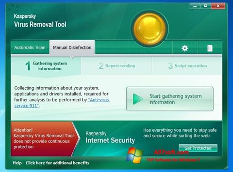 Zrzut ekranu Kaspersky Virus Removal Tool na Windows 7