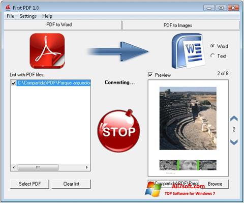 Zrzut ekranu First PDF na Windows 7