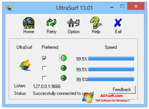 Zrzut ekranu UltraSurf na Windows 7