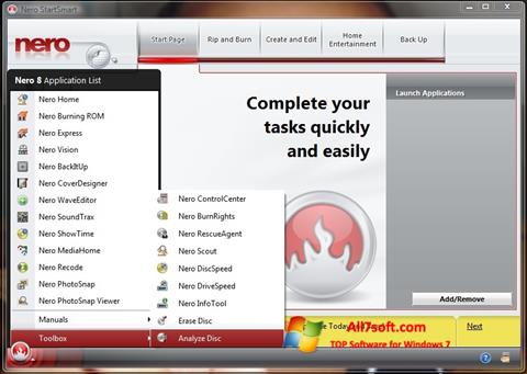 Zrzut ekranu Nero StartSmart na Windows 7