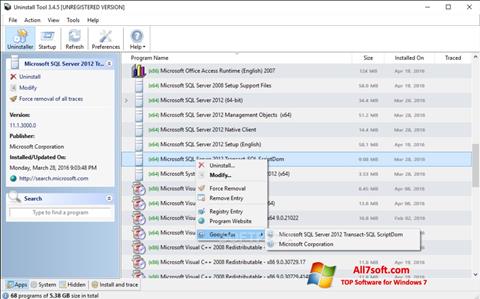 Zrzut ekranu Uninstall Tool na Windows 7