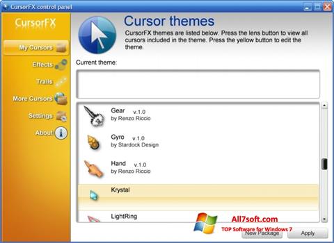 Zrzut ekranu CursorFX na Windows 7